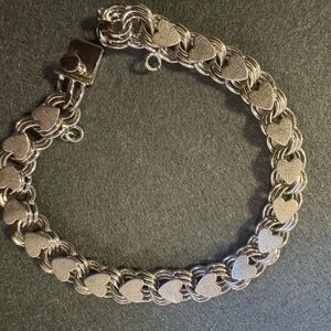 Vintage Jacoby Bender JB triple-link Sterling silver heart bracelet